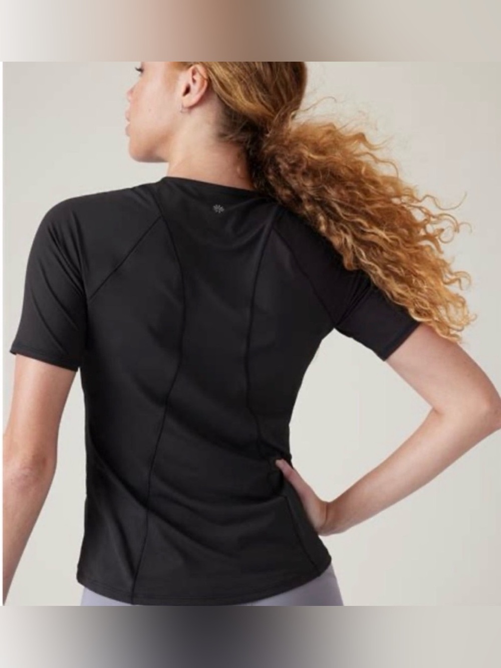 Athleta Sun Chaser 3/4 Sleeve Zip V-Neck Athletic Top Black Size Small NWT - Picture 3 of 8